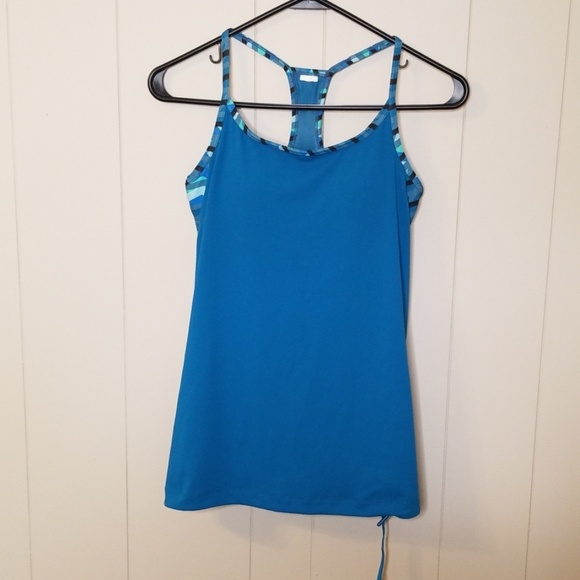 Fabletics Norwalk Blue Patterned Racerback Tank To - Picture 2 of 5